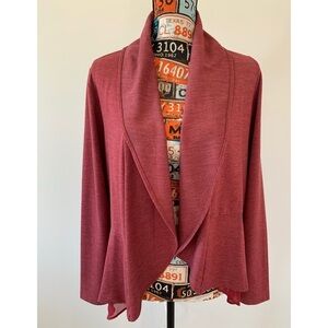 LOGO Lounge by Lori Goldstein French Terry Peplum Cardigan